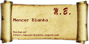 Mencer Bianka névjegykártya